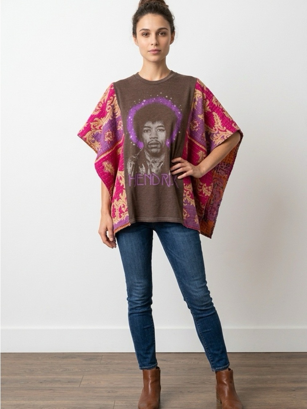 Handcrafted Upcycled Jimi Hendrix Kantha Tunic NWT One Size